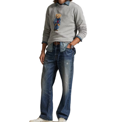 Polo Ralph Lauren Men's Polo Bear Fleece Sweatshirt Andover Heather Denim Bear
