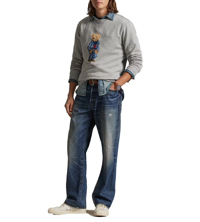 Polo Ralph Lauren Men's Polo Bear Fleece Sweatshirt Andover Heather Denim Bear