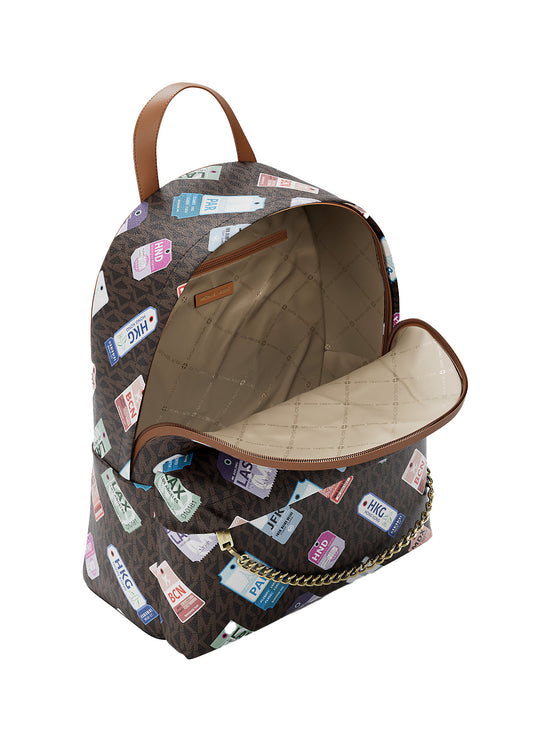 Michael Kors Women's Slater Medium Printed Signature Logo Backpack Brown