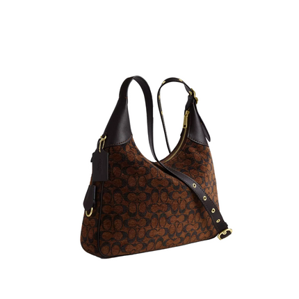Coach Women's Ella Shoulder Bag In Signature Chenille Gold/Truffle