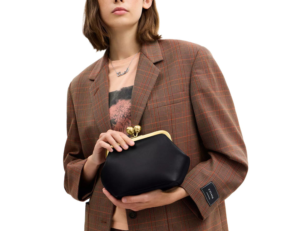 Coach Women's Kisslock Frame Bag 16 Brass/Black