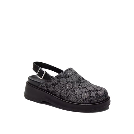 Coach Women's Sculpted C Platform Clog In Crystal Signature Jacquard Black