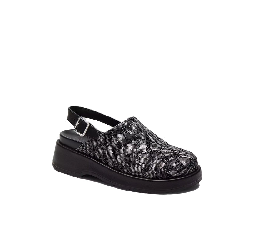 Coach Women's Sculpted C Platform Clog In Crystal Signature Jacquard Black