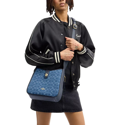 Coach Women's Hadley Convertible Crossbody Bag In Signature Denim Gold/Indigo