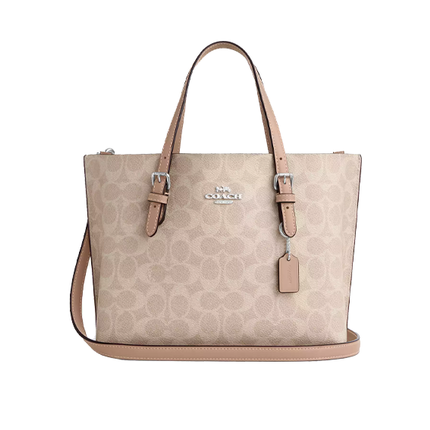 Coach Women's Mollie Tote Bag 25 In Signature Canvas Silver/Sand/Taupe