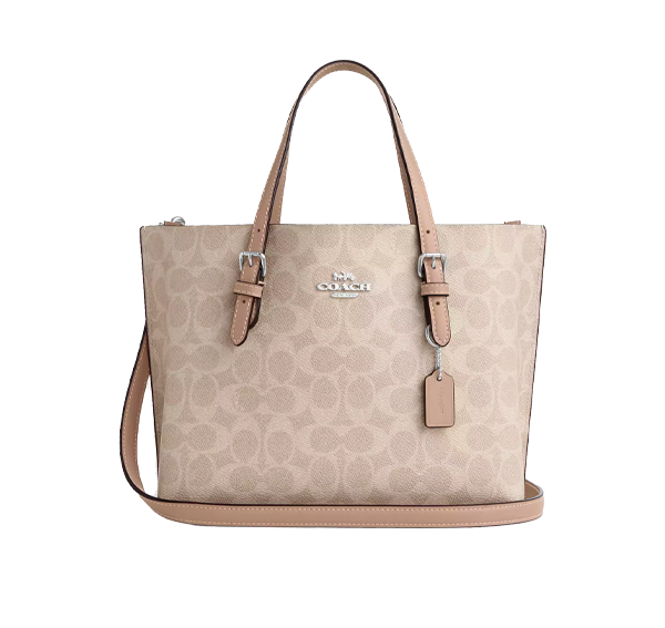 Coach Women's Mollie Tote Bag 25 In Signature Canvas Silver/Sand/Taupe