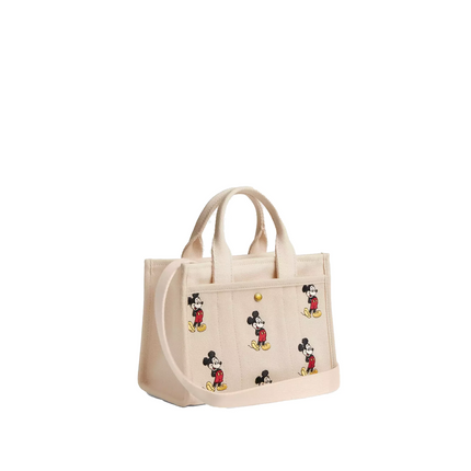 Coach Women's Disney X Coach Cargo Tote Bag 20 With Mickey Mouse In Regenerative Cotton Canvas Brass/Ivory Multi
