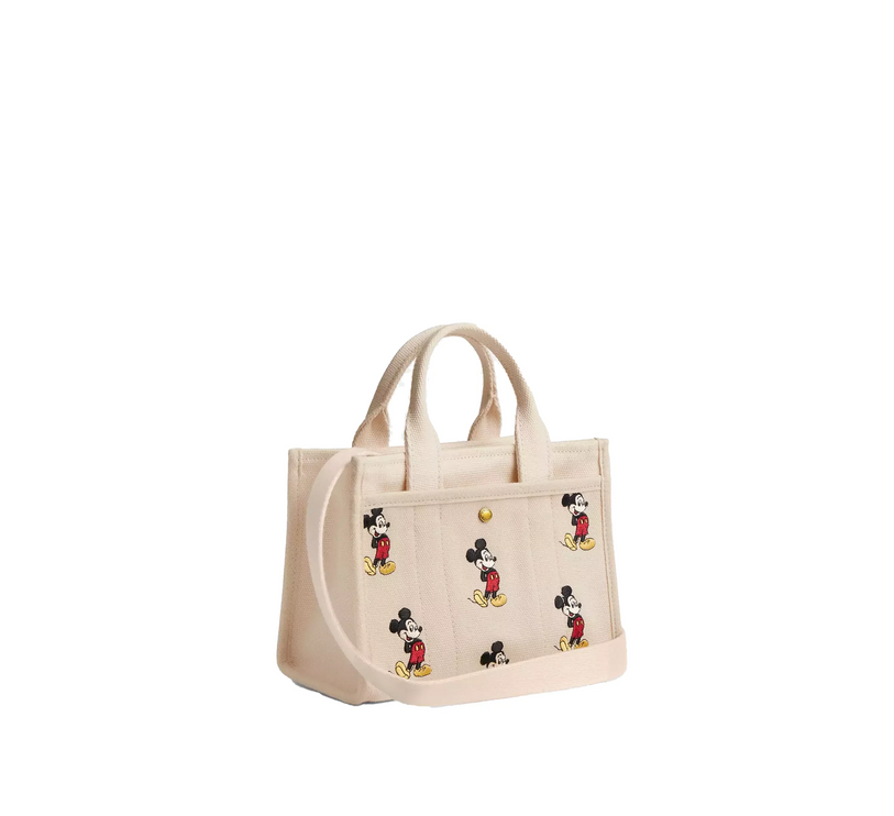 Coach Women's Disney X Coach Cargo Tote Bag 20 With Mickey Mouse In Regenerative Cotton Canvas Brass/Ivory Multi