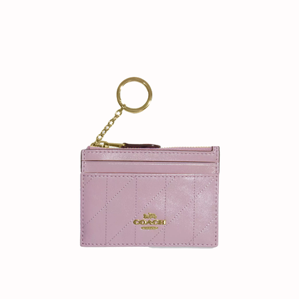 Coach Women's Mini Skinny Id Case With Quilting Gold/Carnation