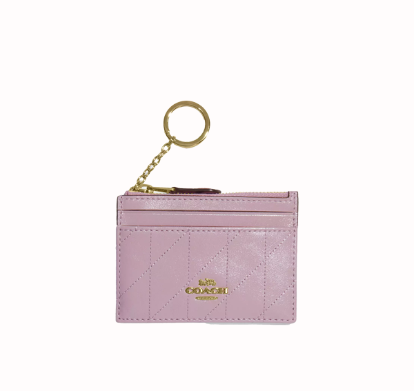 Coach Women's Mini Skinny Id Case With Quilting Gold/Carnation