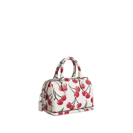 Coach Women's Mini Rowan Crossbody Bag With Cherry Print Silver/Chalk Multi