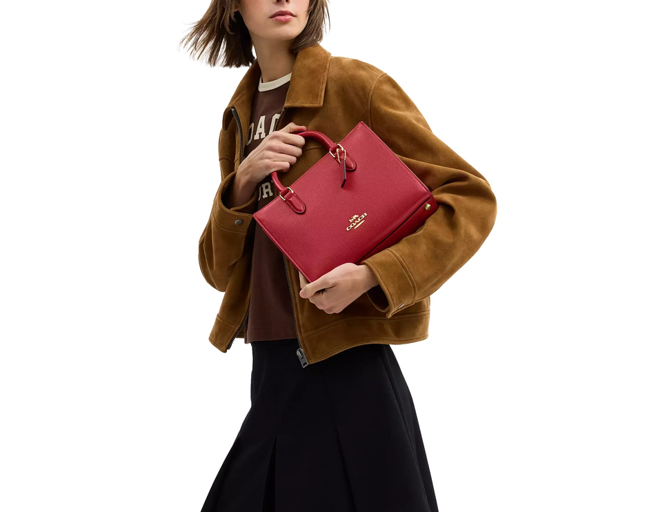 Coach Women's Maggie Small Tote Bag Gold/True Red