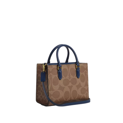 Coach Women's Maggie Small Tote Bag In Signature Canvas Gold/Tan/Deep Blue