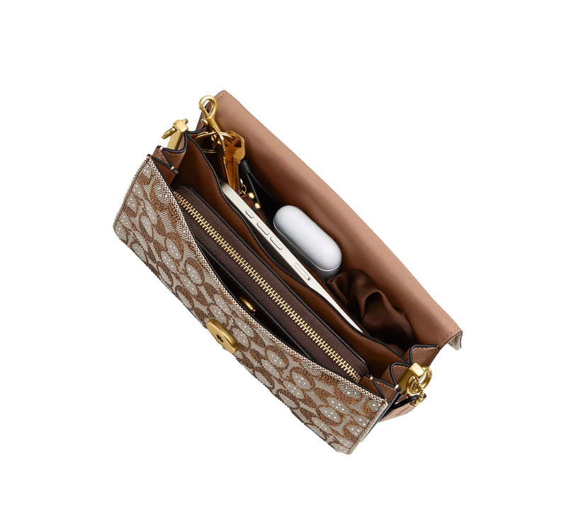 Coach Women's Tabby Shoulder Bag 26 In Crystal Signature Jacquard Brass/Mushroom