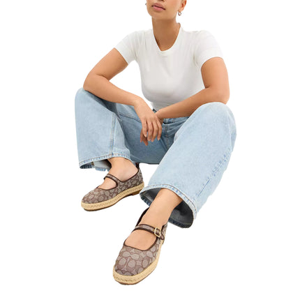Coach Women's Mary Jane Espadrille In Signature Jacquard Oak/Maple