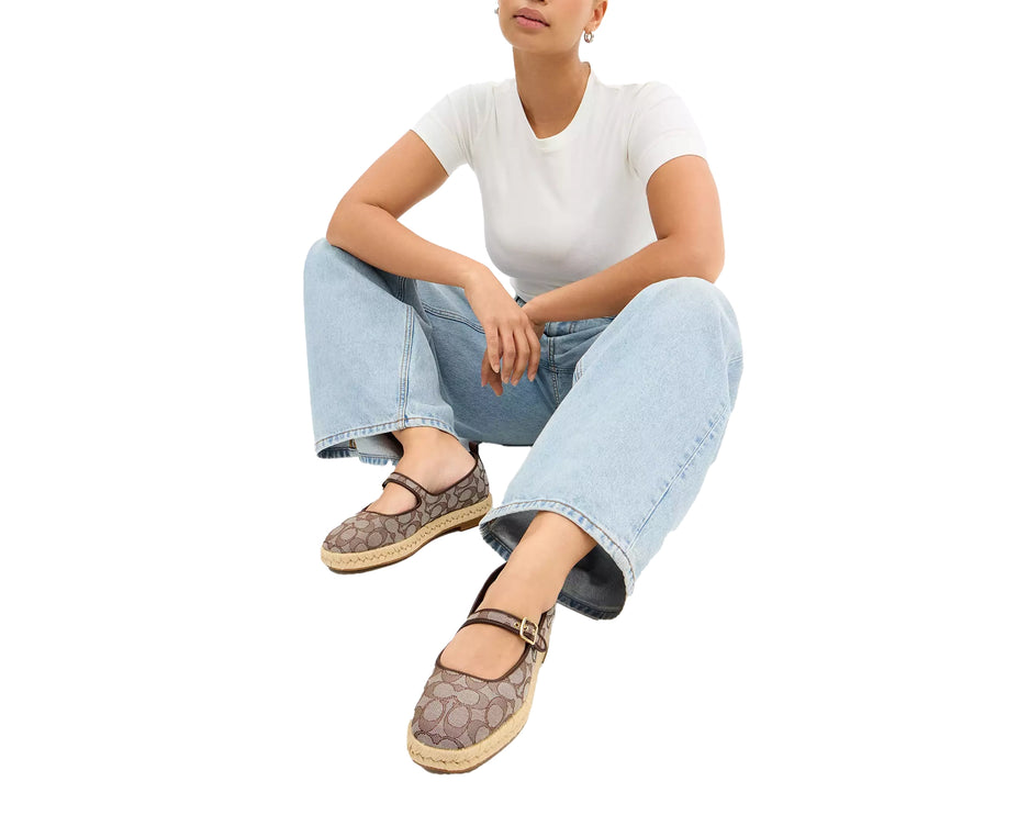 Coach Women's Mary Jane Espadrille In Signature Jacquard Oak/Maple