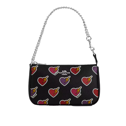 Coach Women's Nolita 19 With Heart Bolt Print Silver/Black Multi