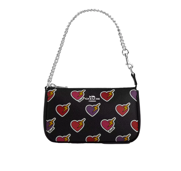 Coach Women's Nolita 19 With Heart Bolt Print Silver/Black Multi