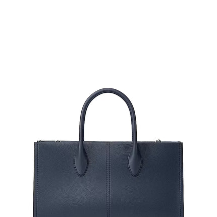 Michael Kors Women's Mirella Medium Pebbled Leather Satchel Bag Navy/Silver