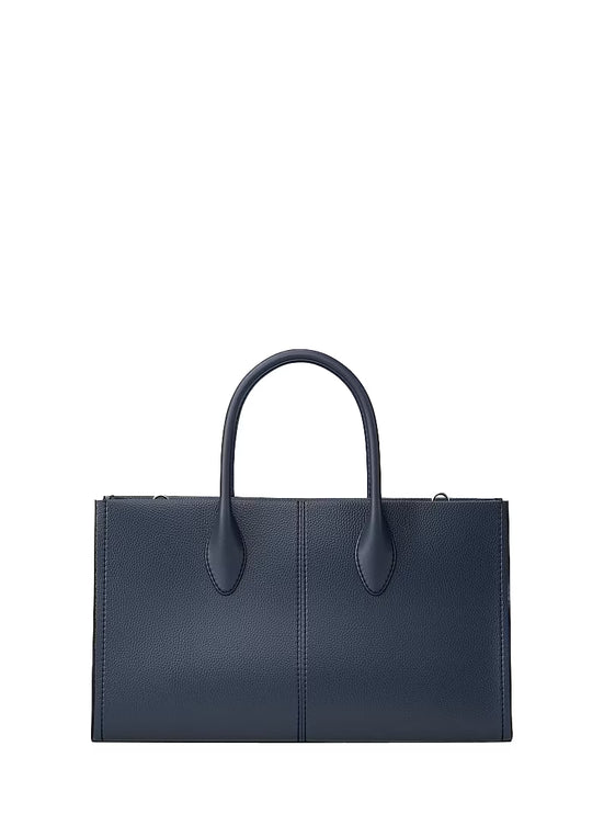 Michael Kors Women's Mirella Medium Pebbled Leather Satchel Bag Navy/Silver