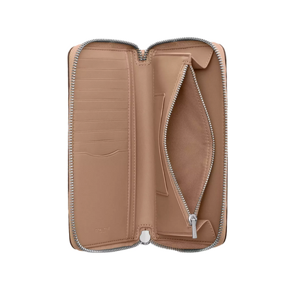 Coach Women's Long Zip Around Wallet With Detachable Card Case In Signature Canvas Silver/Sand/Taupe