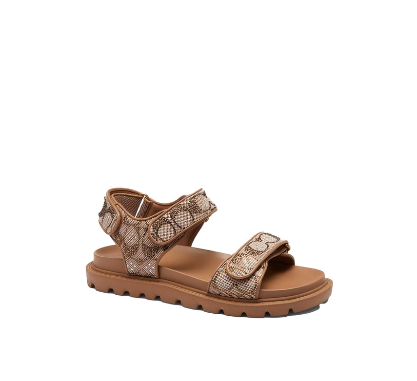 Coach Women's Brynn Sandal In Crystal Signature Jacquard Tan