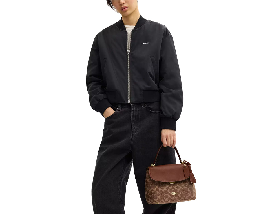 Coach Women's Emory Top Handle Bag In Signature Chenille Gold/Light Khaki/Vintage Brown