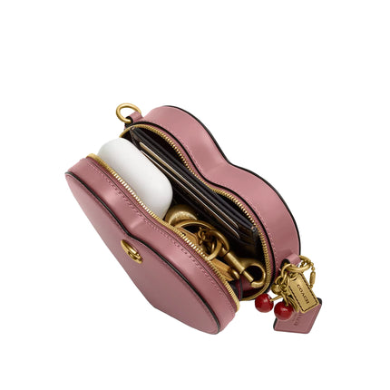 Coach Women's Heart Crossbody Bag 14 With Charms Brass/Peony