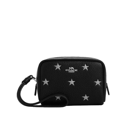 Coach Women's Pouch Wristlet With Star Print Silver/Black Multi