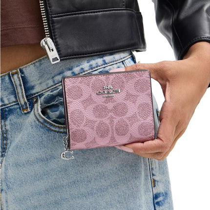 Coach Women's Boxed Snap Wallet And Picture Frame Charm In Signature Canvas Signature Canvas Pink/Silver