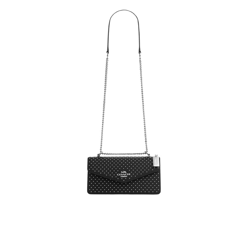 Coach Women's Klare Envelope Crossbody Bag With Rivets Black/Silver