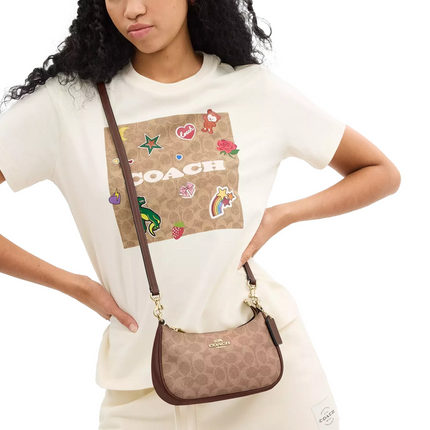 Coach Women's Teri Mini Crossbody Bag In Signature Canvas Gold/Tan/Brown