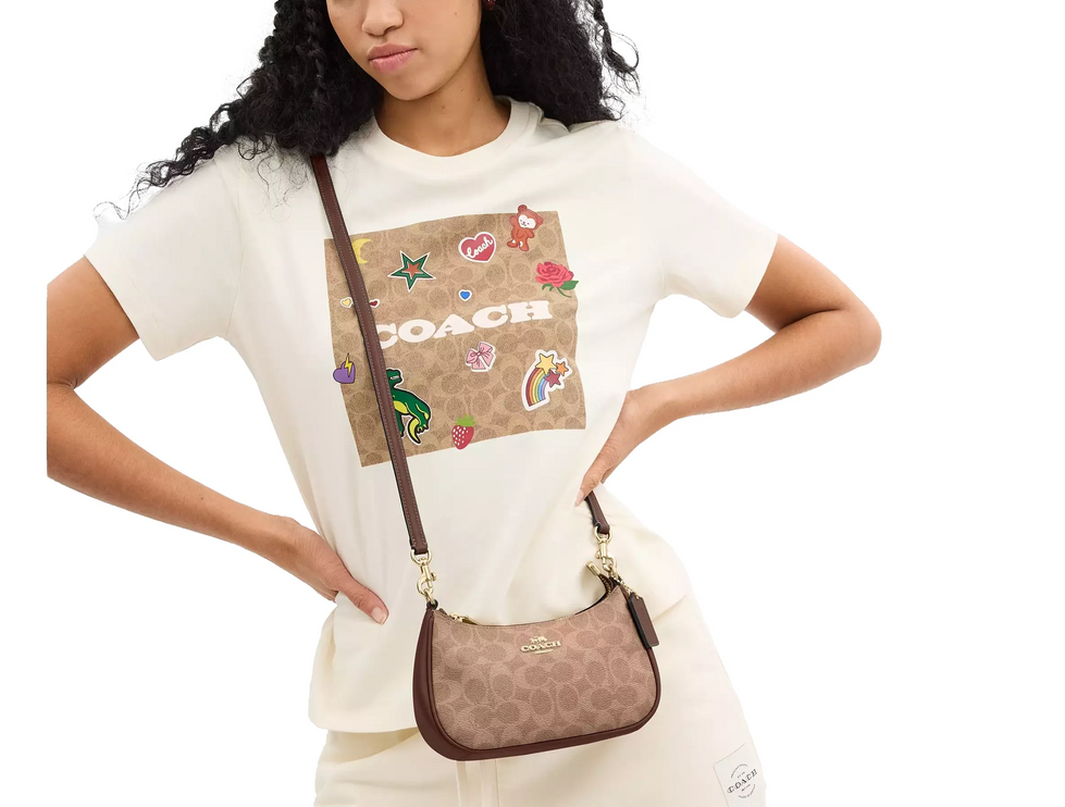 Coach Women's Teri Mini Crossbody Bag In Signature Canvas Gold/Tan/Brown