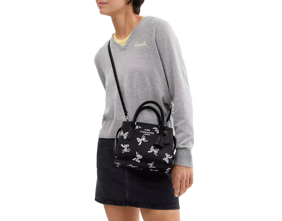 Coach Women's Andrea Carryall Bag With Bow Print Silver/Black Multi