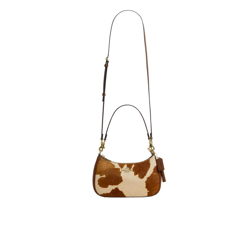 Coach Women's Teri Shoulder Bag In Haircalf With Cow Print Gold/Cow Multi
