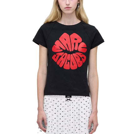 Marc Jacobs Women's Marc Kiss Logo Shrunken Tee Black