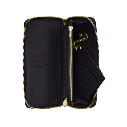 Coach Women's Long Zip Around Wallet With Detachable Card Case Gold/Black