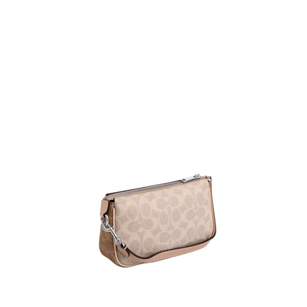 Coach Women's Nolita 19 In Blocked Signature Canvas Silver/Sand/Taupe Multi