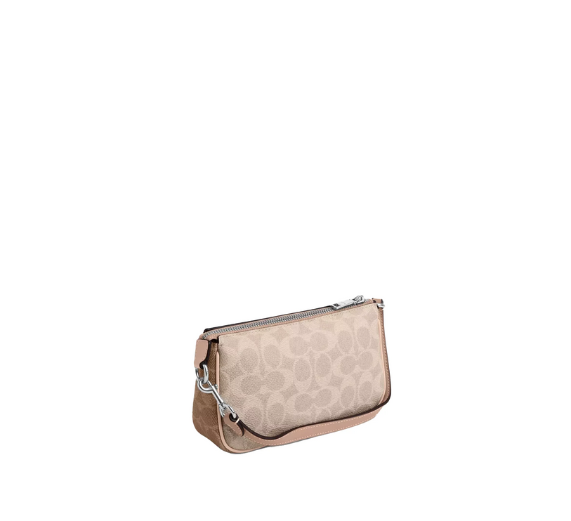 Coach Women's Nolita 19 In Blocked Signature Canvas Silver/Sand/Taupe Multi