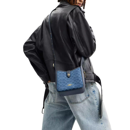 Coach Women's Hadley Mini Crossbody Bag In Signature Denim Gold/Indigo