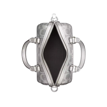 Coach Women's Boxed Mini Rowan Crossbody Bag And Mirror Bag Charm Set In Signature Canvas Silver