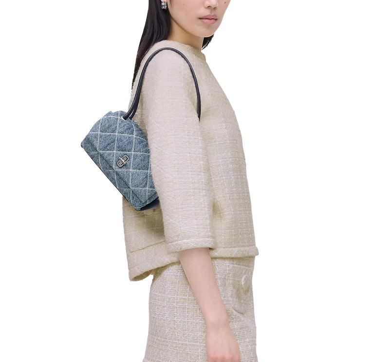 Marc Jacobs Women's The Quilted Denim Mini Dual Shoulder Bag Blue