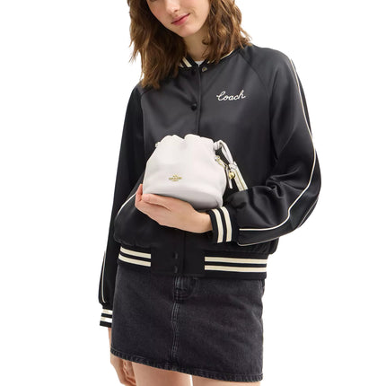 Coach Women's Faye Mini Drawstring Bag With Ruching Gold/Chalk