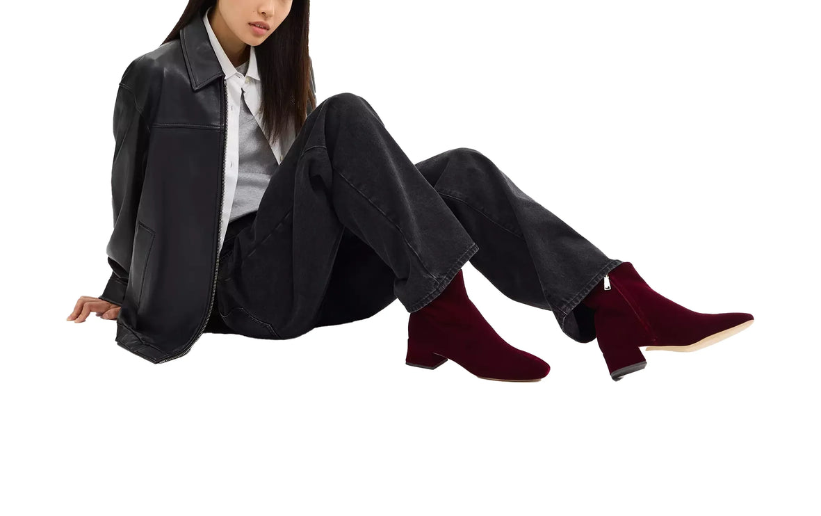 Coach Women's  Block Heel Bootie Burgundy/Merlot