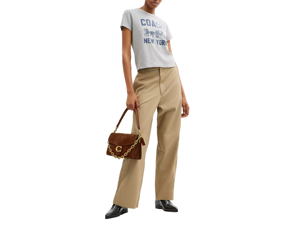 Coach Women's Chain Tabby Shoulder Bag Suede/Brass/Warm Brown