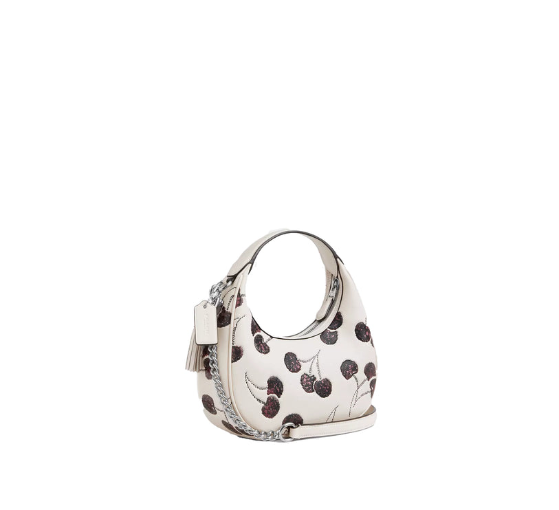 Coach Women's Carmen Mini Crossbody Bag With Cherry Print White/Silver