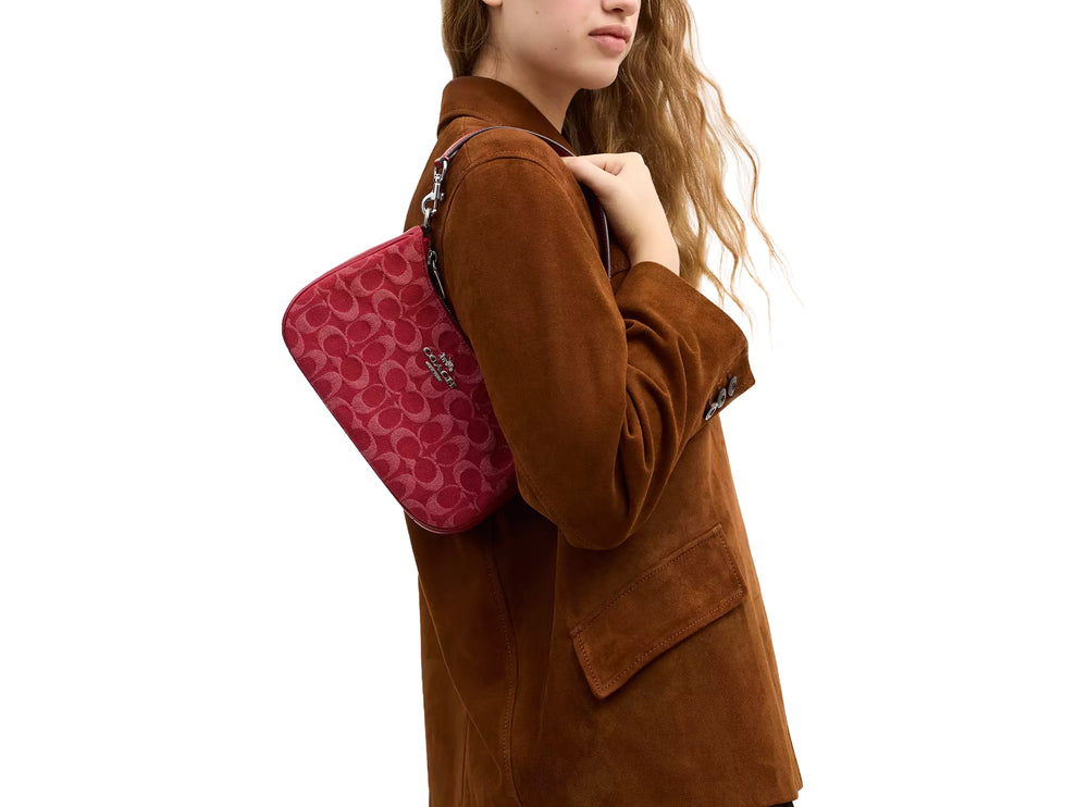 Coach Women's Teri Shoulder Bag In Signature Denim Silver/True Red