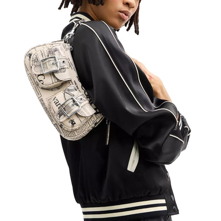 Coach Women's Ashton Shoulder Bag With Newspaper Print Silver/Chalk Multi