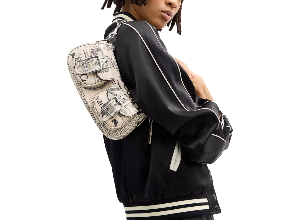 Coach Women's Ashton Shoulder Bag With Newspaper Print Silver/Chalk Multi