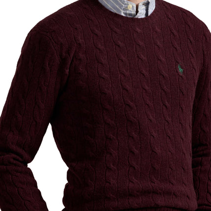 Polo Ralph Lauren Men's Cable-Knit Wool-Cashmere Sweater Aged Wine Heather
